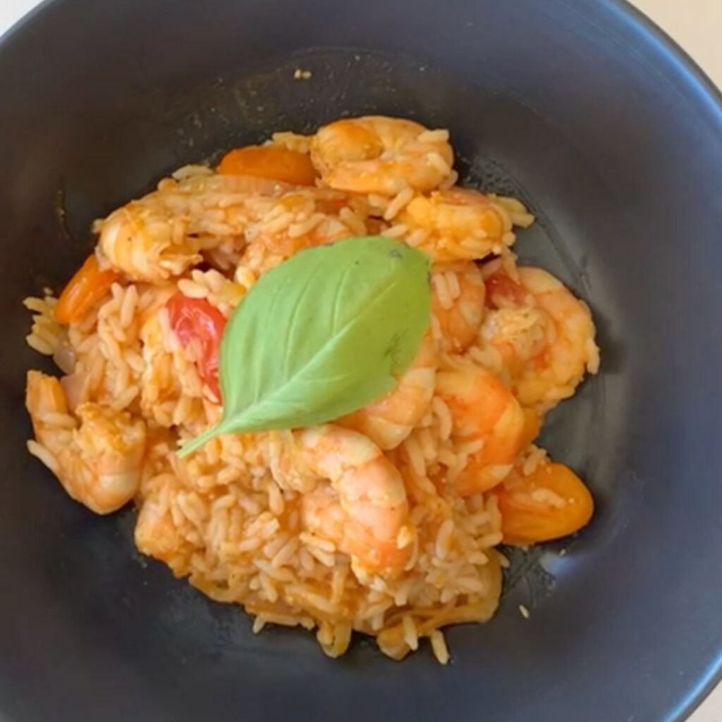 Risotto de crevettes au curry et gingembre